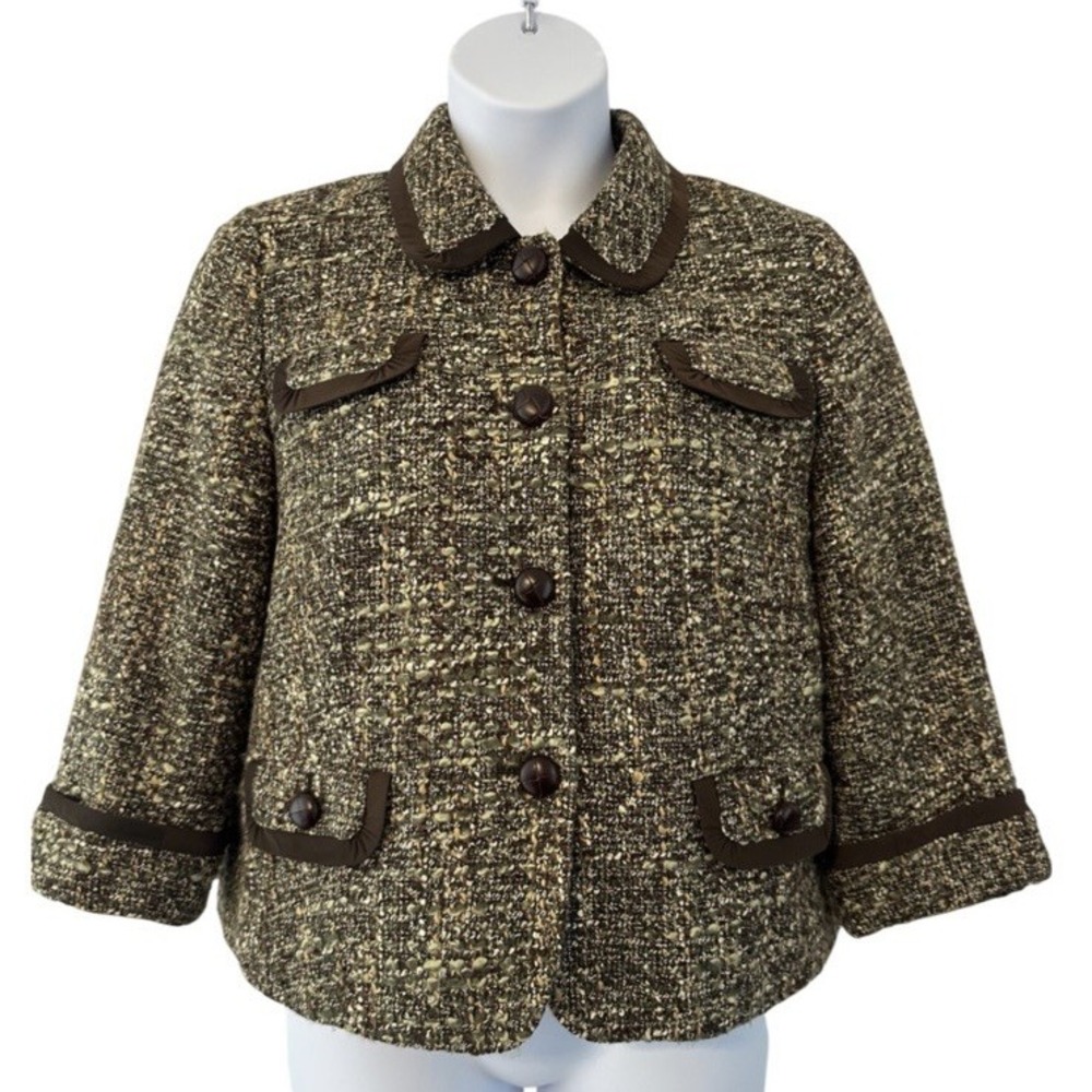 Talbots Women's Sz: 10 Brown Multi Boucle Wool Nylon Blend Blazer